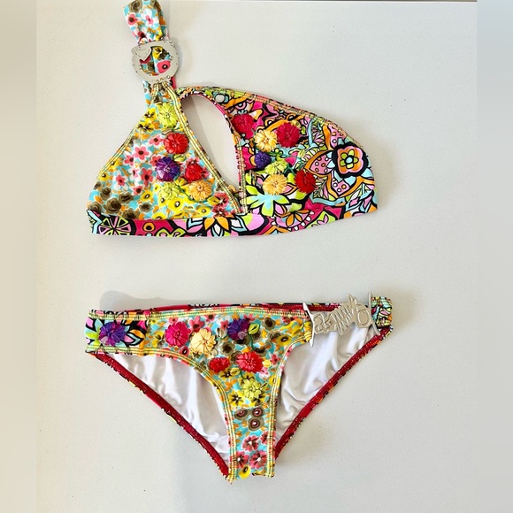 Agua Bendita Floral Y2K Bikini Set  Size Small - Picture 1 of 7